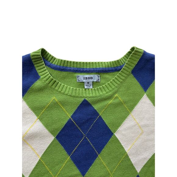 IZOD Unisex med Vtg Style Argyle sweater . Bold Preppy retro ivy league - Picture 5 of 8